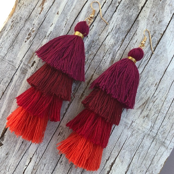 Silk Filigree Ombré Tassel Earrings! - Picture 2 of 6